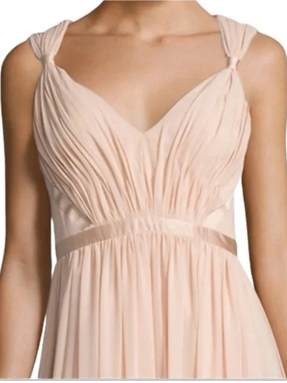 NWT Vera Wang Blush Wedding Guest V-Neck Chiffon Dress in Blush 2 XS S - Picture 2 of 5